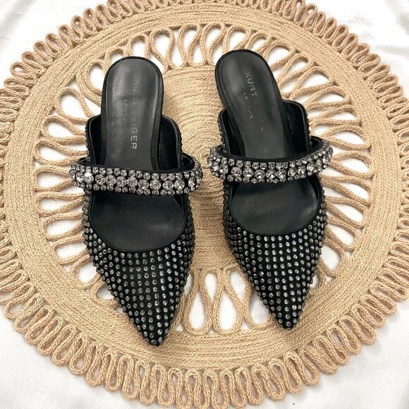Kurt Geiger London Princely Jeweled Mules Rhinestone Black Size EU 36.5 - Picture 3 of 11